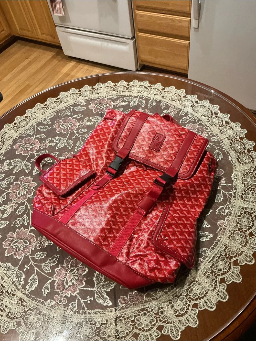 Goyard Red Leather Backpack